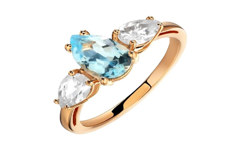 Кольцо из красного золота 585 с топазам и фианитами